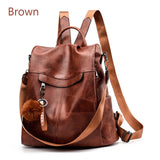 Vintage Leather Anti Theft Backpack